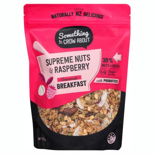 2020 breakfast supreme nut raspberry oats granola muesli something to crow about 002