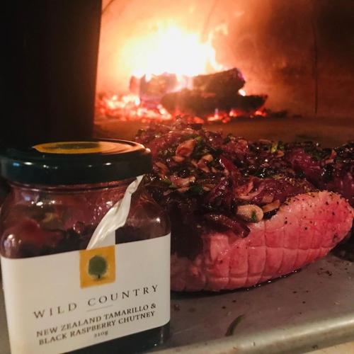 Tamarillo chutney on wood fired New Zealand lamb