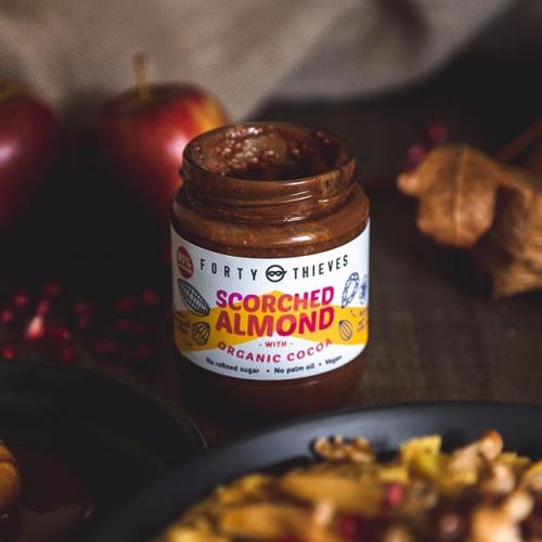 no refined sugar chocolate almond spread scorched almond jar with foodie