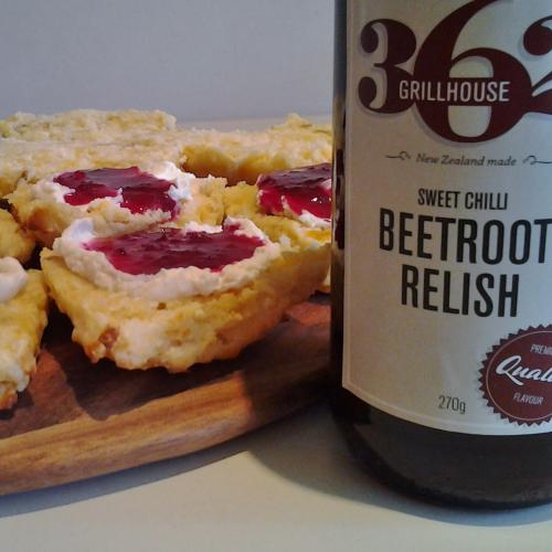 sweet beet relish with kumara scones 2
